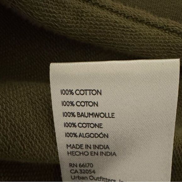 BDG 1970 by Urban Outfitters Zip-Up Raw Hem Sweatshirt in Olive Green Size L - Picture 8 of 11